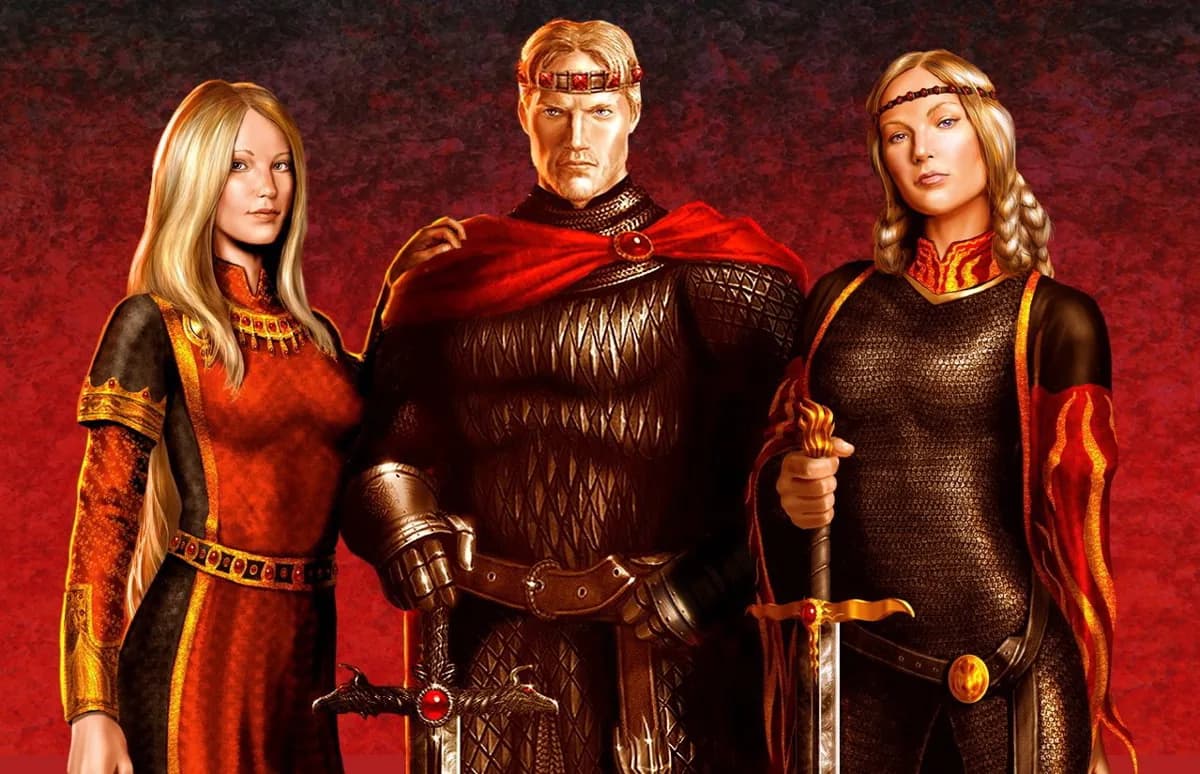 Aegon Targaryen with his sister-wives Visenya and Rhaenys