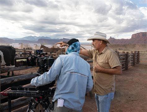 Kevin Costner directing a scene from Horizon: An American Saga