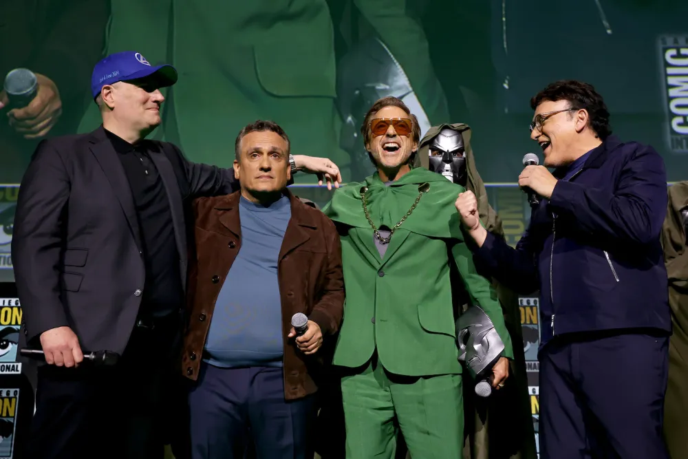 Robert Downey Jr. with the Russo Brothers at Comic-Con