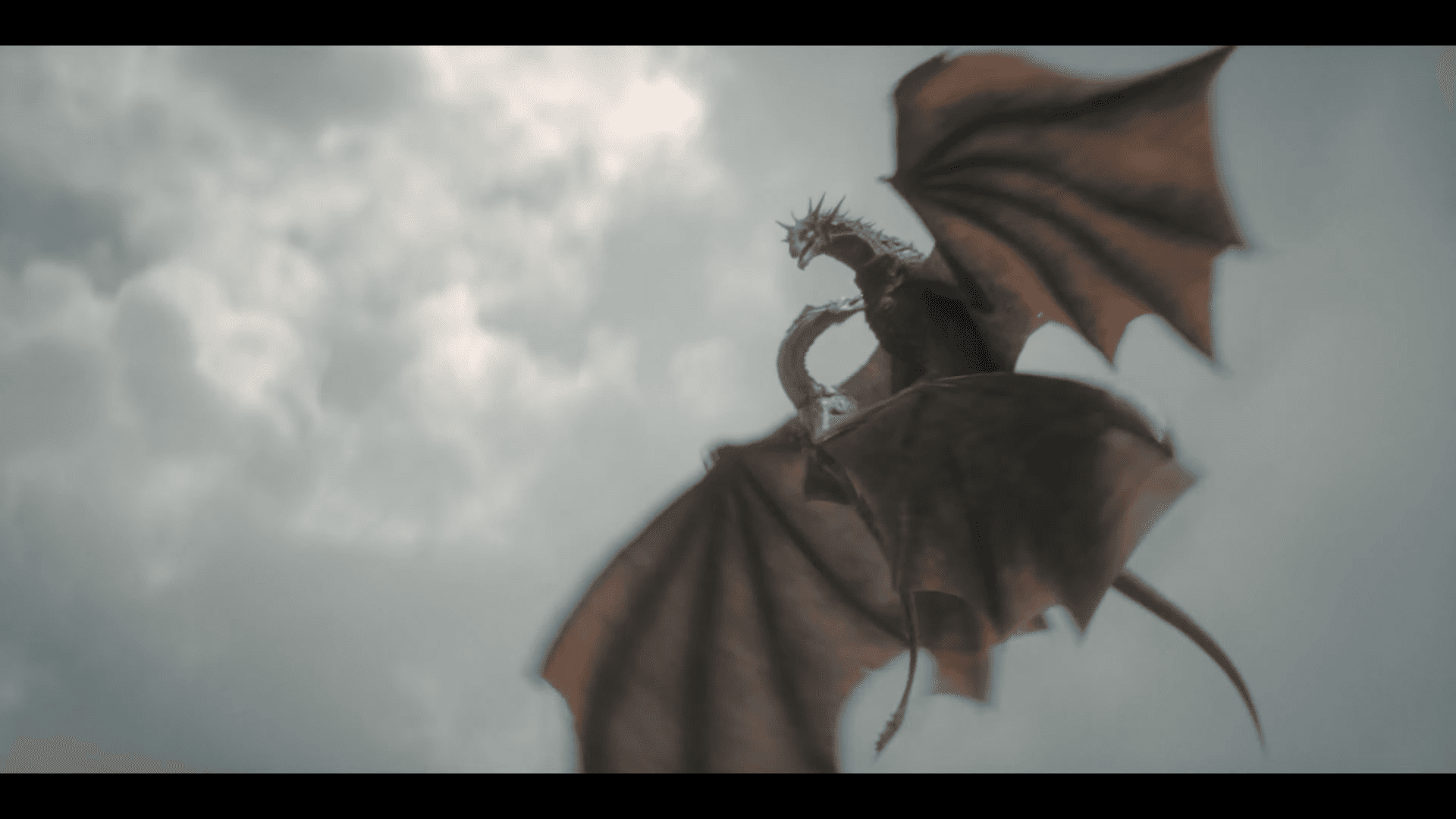 Dragons Meleys and Vhagar locked in aerial combat