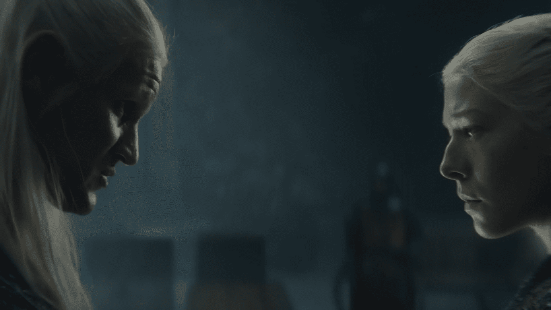 Rhaenyra and Daemon Targaryen in tense discussion