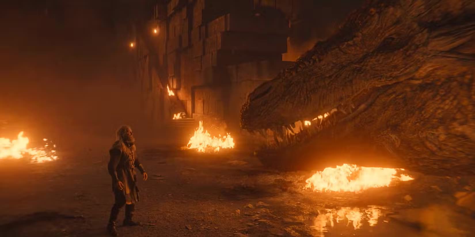 Vermithor breathing fire on Dragonstone